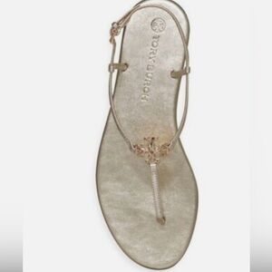 Tory Burch Gold Capri T Strap Sandals